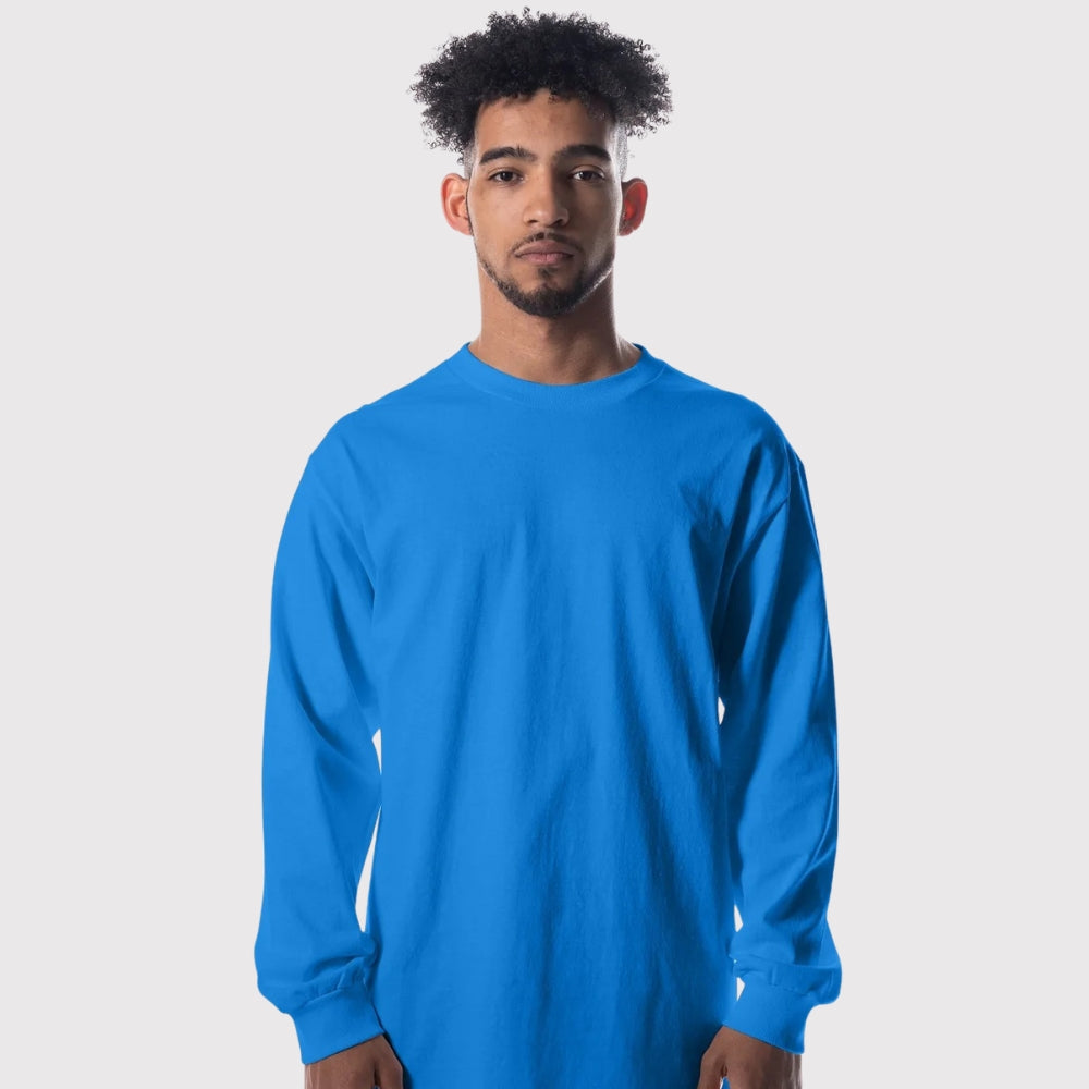 Men's Heavyweight Open-End Cotton Long Sleeve Tee | Durable Classic Fit Shirt