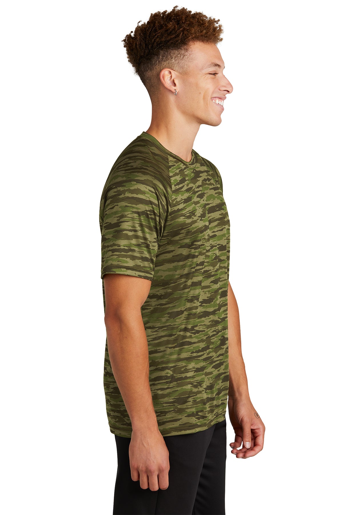 Sport-Tek Drifting Camo Performance Tee: Moisture-Wicking, UV Protection, Athletic Style
