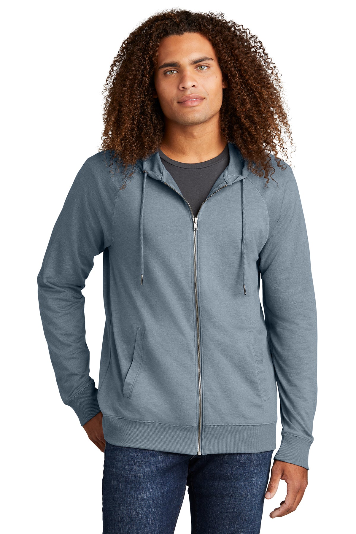 District Featherweight French Terry Full-Zip Hoodie Lightweight Cotton Blend
