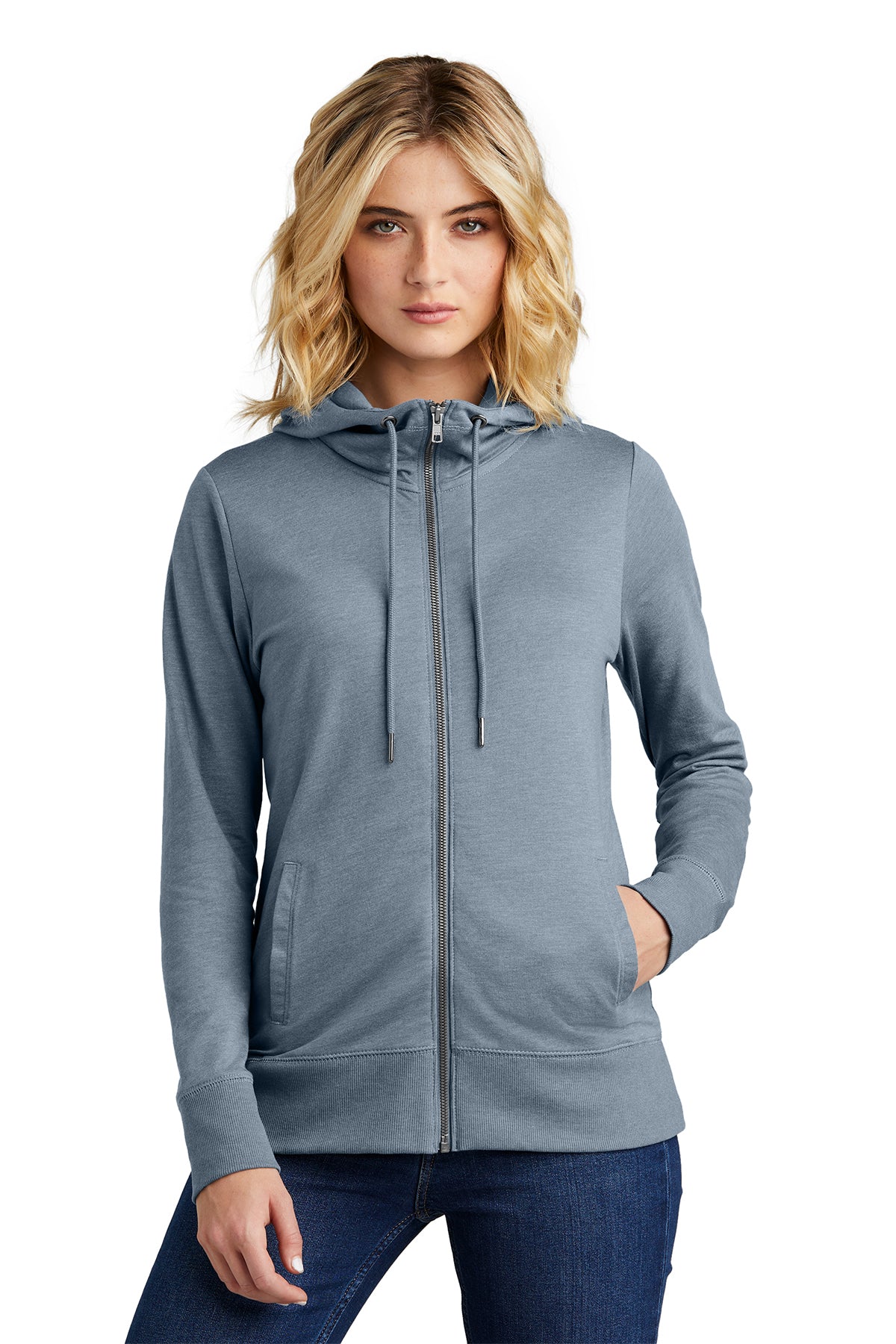 District Women's Featherweight French Terry Full-Zip Hoodie Lightweight Blend