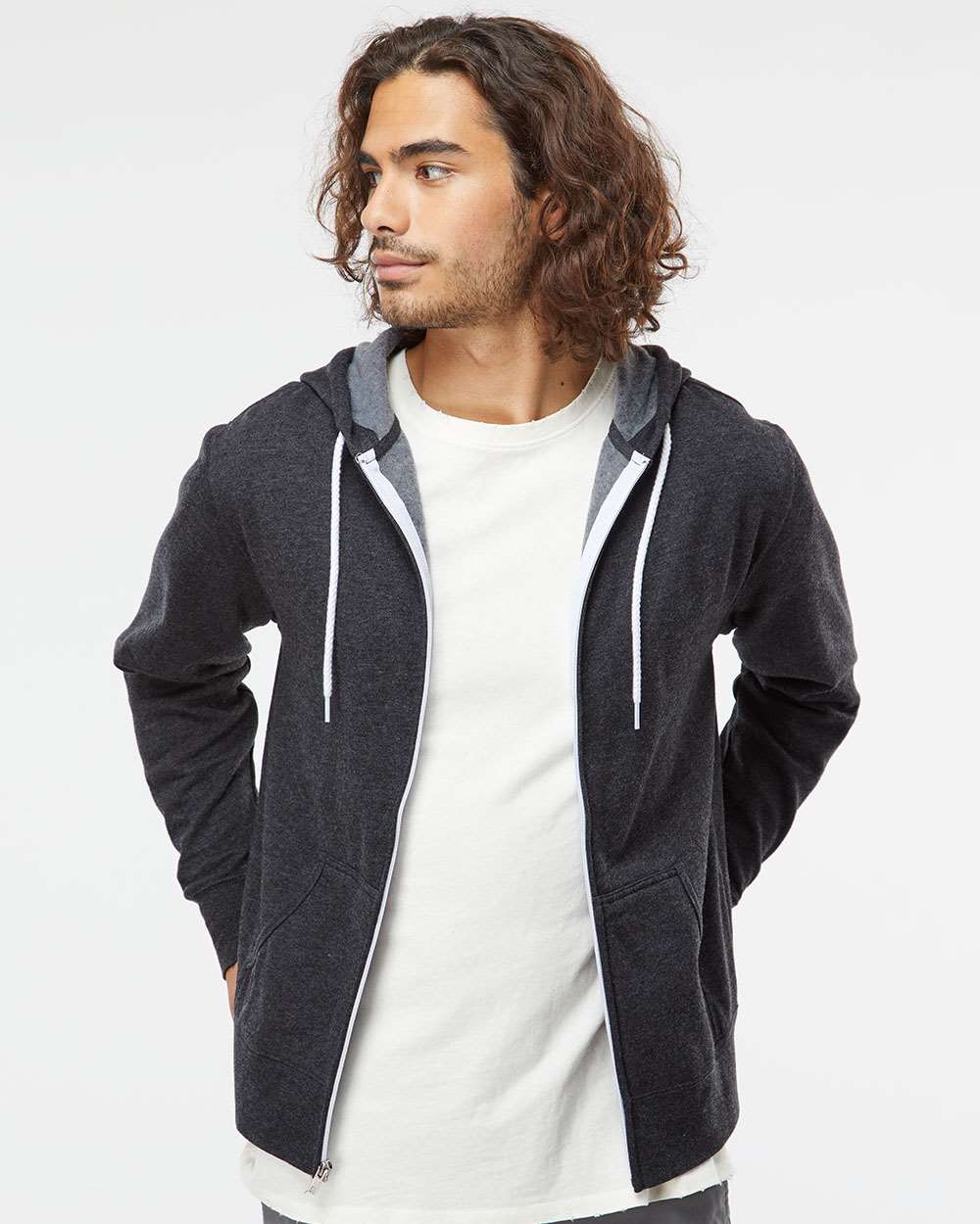 Independent Trading Co. Unisex Lightweight Full-Zip Hooded Fleece Sweatshirt