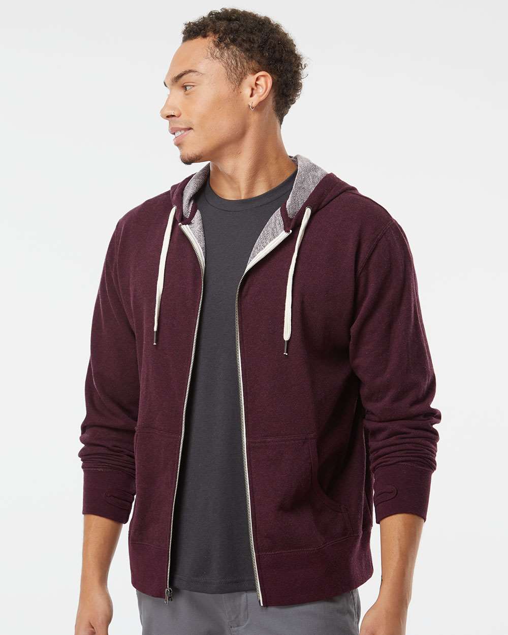 Independent Trading Co. Unisex Heathered French Terry Full-Zip Hoodie Slim
