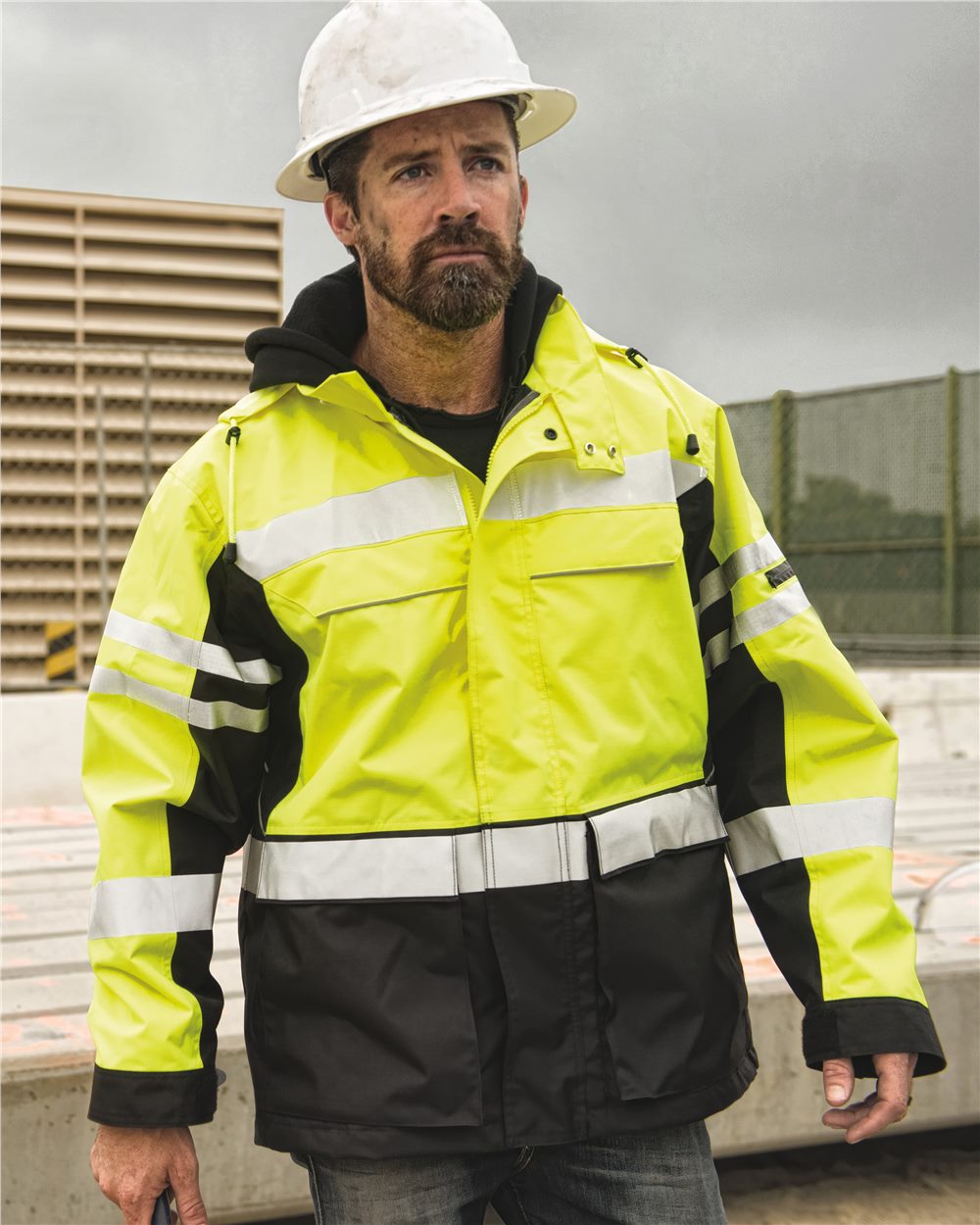 Kishigo Premium Black Series Unisex 2-in-1 High-Visibility Waterproof Ripstop Work Jacket