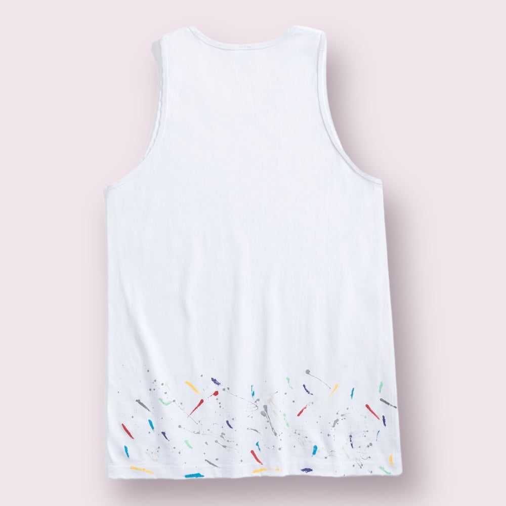 Hand-Painted Los Angeles Heavyweight Cotton Tank Top Paint Drips