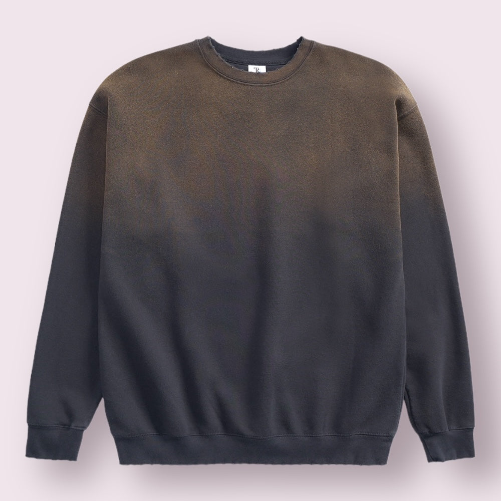 Heavyweight Sun Dried Crewneck Sweatshirt Distressed Angels Hand Sprayed LA
