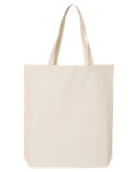 Q-Tees Economical 100% Cotton Tote Bag, 6oz Durable Handles