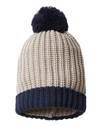Richardson Chunky Cable Knit Pom-Pom Beanie 13-inch Slouch Fit