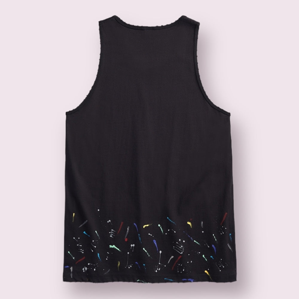 Hand-Painted Los Angeles Heavyweight Cotton Tank Top Paint Drips