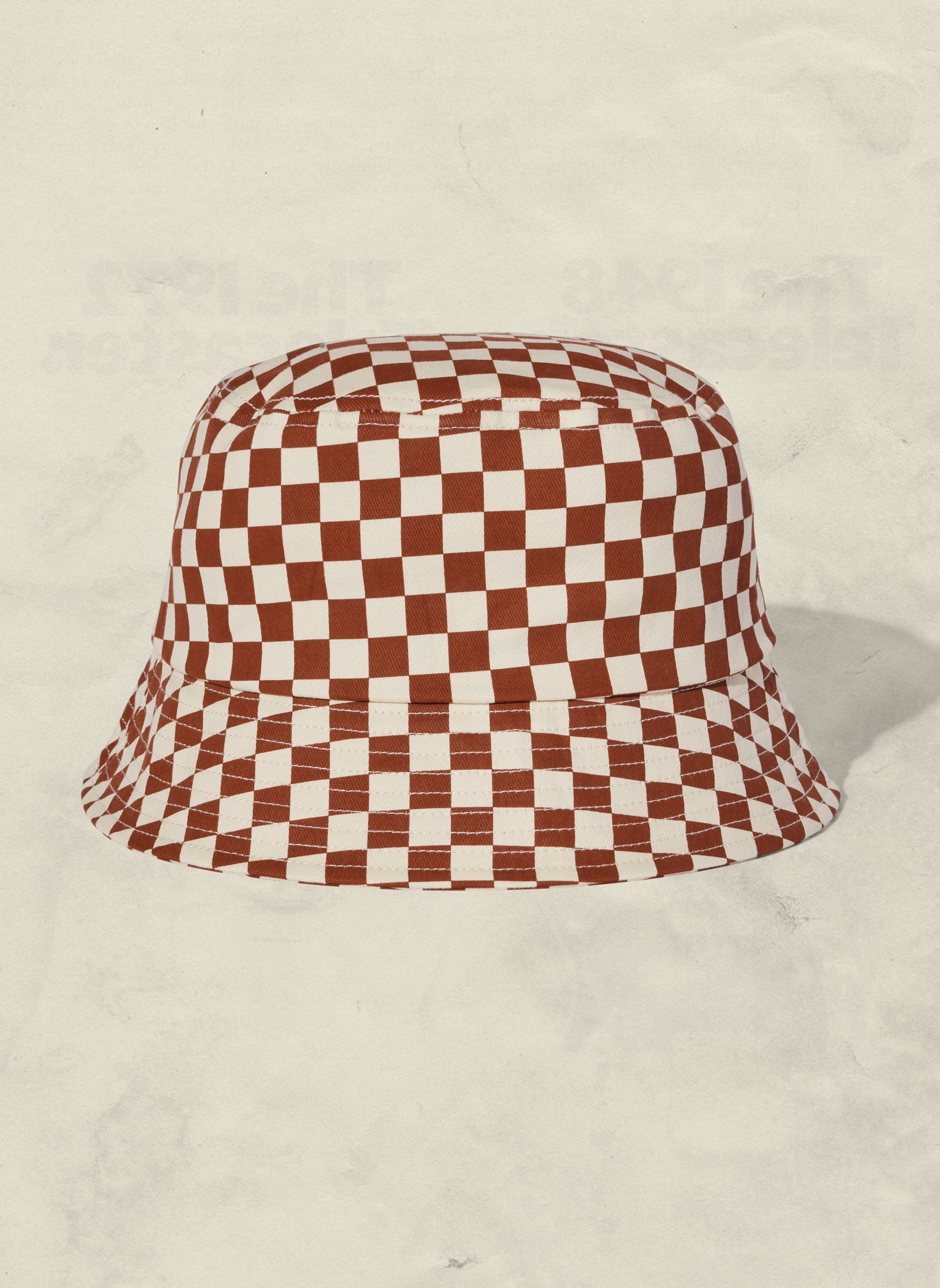 Vintage Checkerboard Cotton Twill Bucket Hat - One Size Fits All