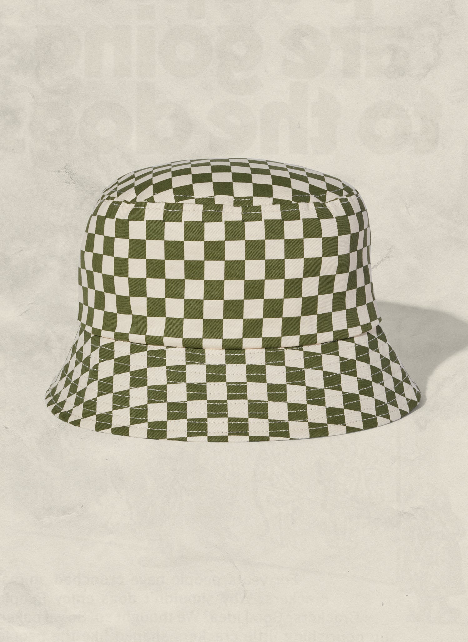 Vintage Checkerboard Cotton Twill Bucket Hat - One Size Fits All