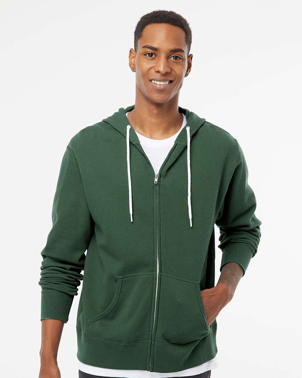 Independent Trading Co. Unisex Lightweight Full-Zip Hooded Fleece Sweatshirt