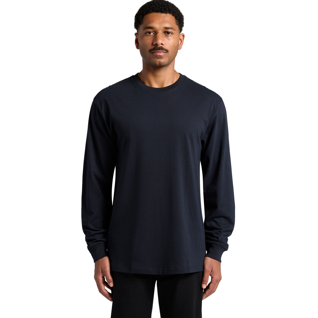 Men's Premium Carded Cotton Block Long Sleeve Tee Shirt Durable Comfortable Fit