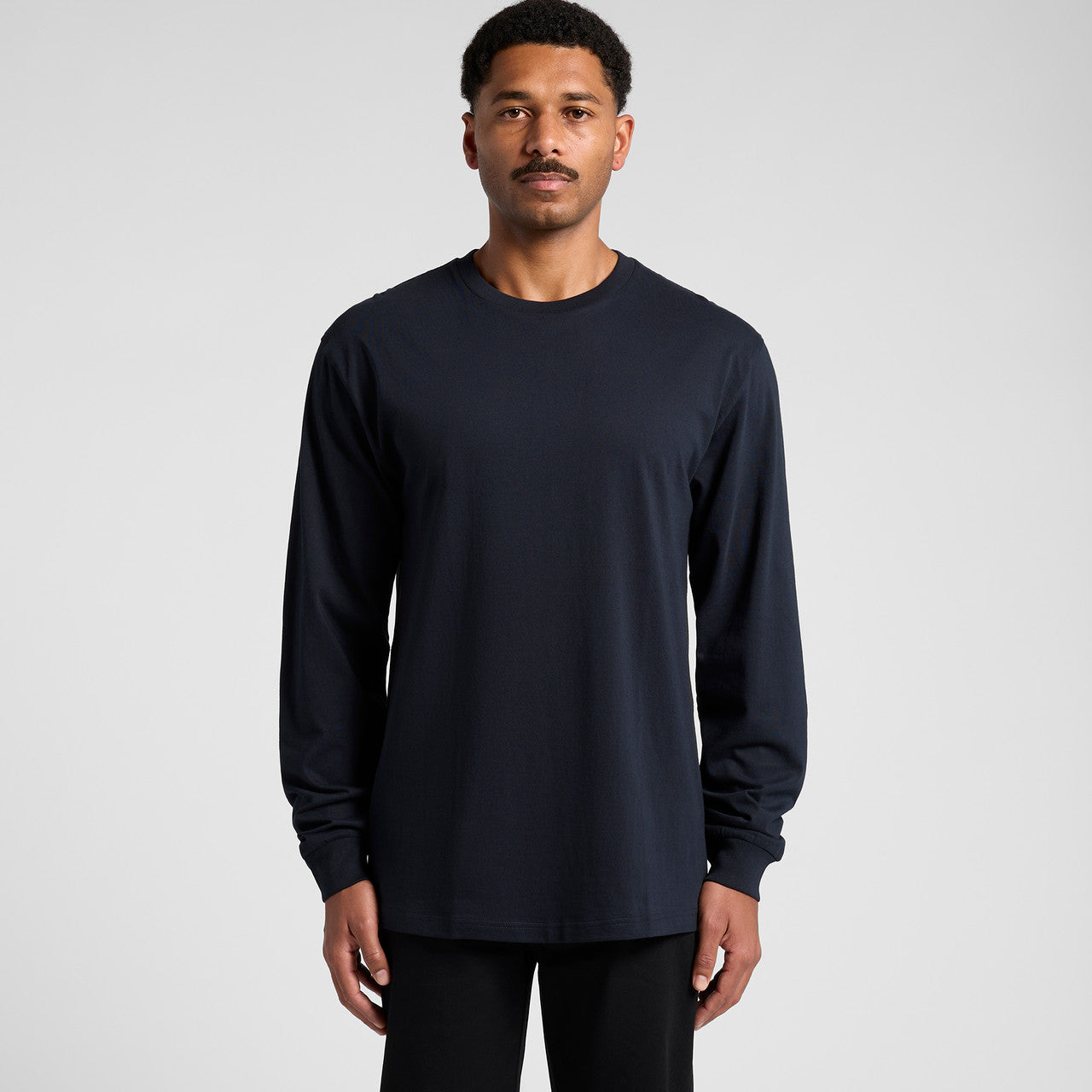 Men's Premium Carded Cotton Block Long Sleeve Tee Shirt Durable Comfortable Fit