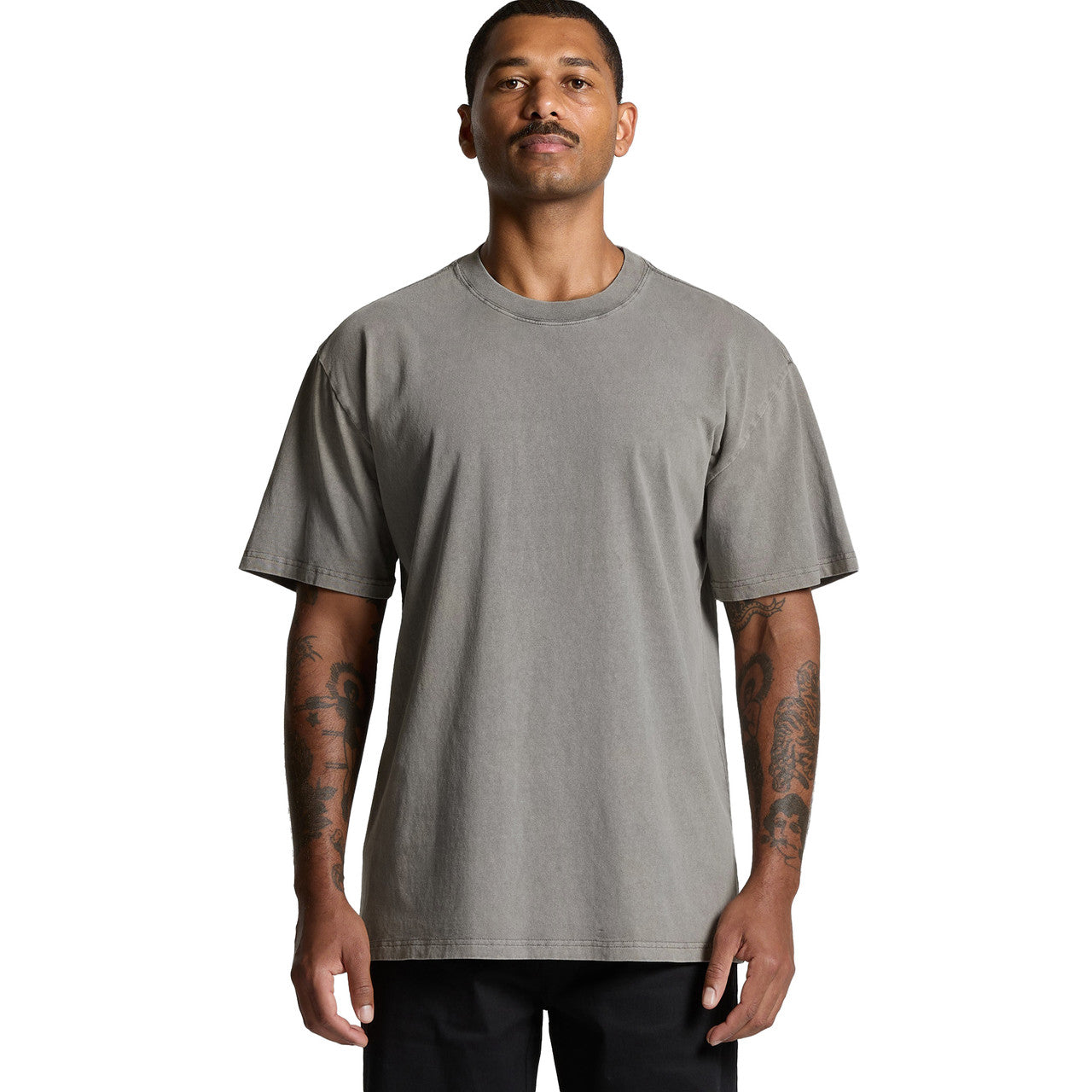 Men's Heavyweight Faded Cotton Tee: Relaxed Fit, Durable, Garment Dyed Style