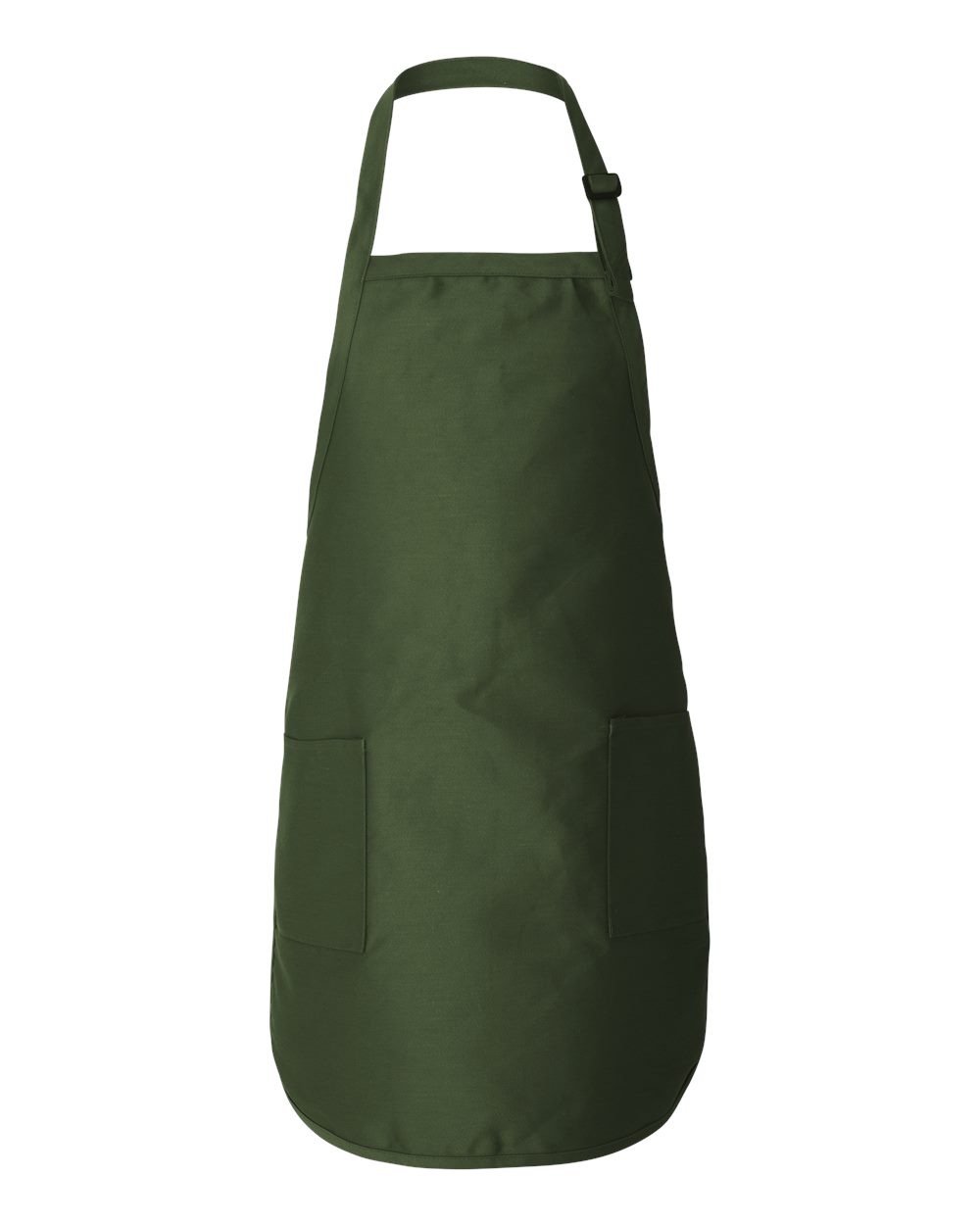 Full-Length Cotton-Poly Apron with Adjustable Neck Buckle and Pockets