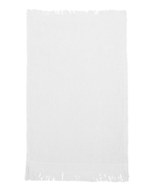 Q-Tees Fringed Fingertip Cotton Towel, Velour and Terry Finish