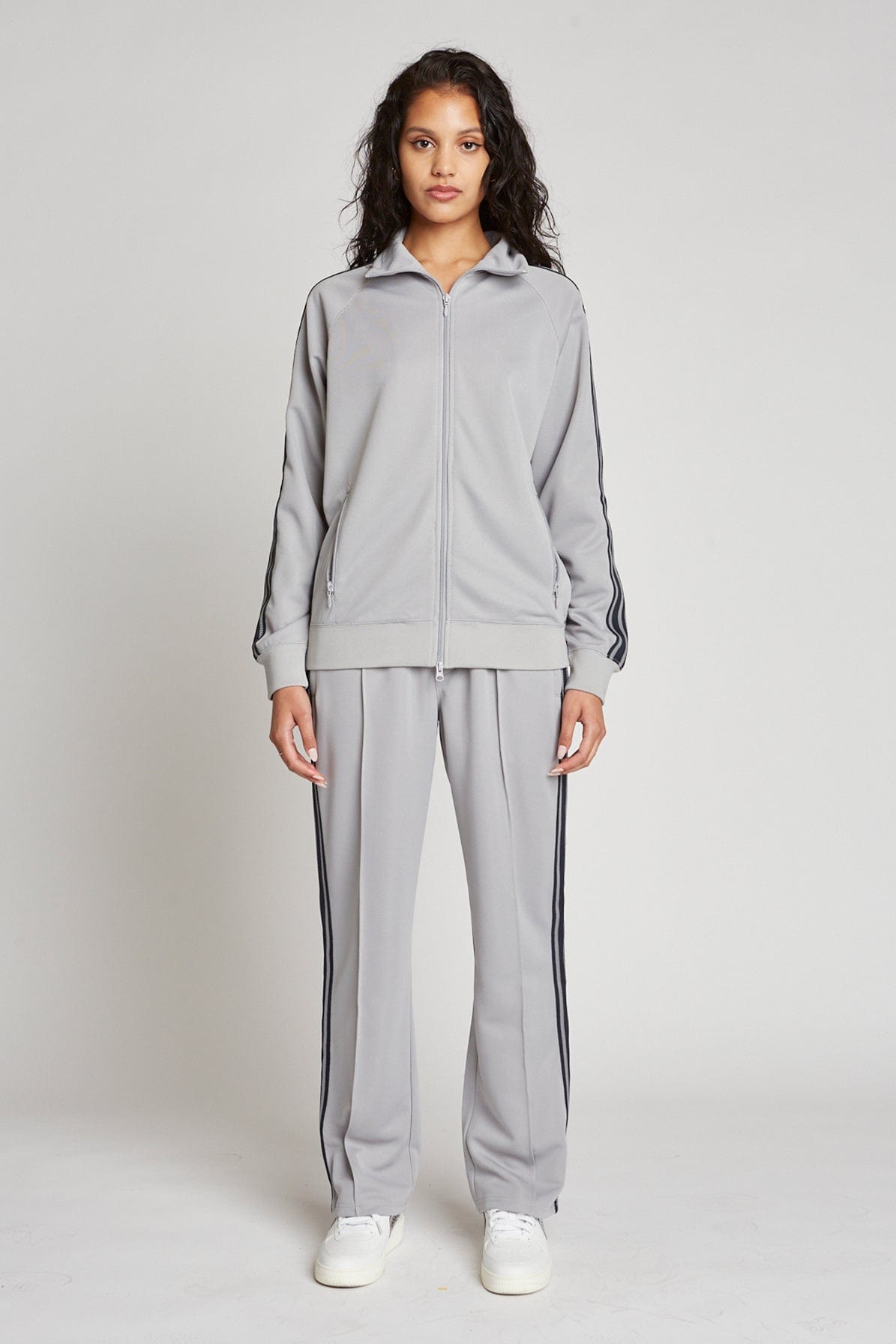 Premium Heavyweight Polyester Track Jacket with Custom Knit Taping and Two-Way Zipper