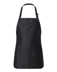 Full-Length Cotton-Poly Apron with Adjustable Neck Buckle and Pockets