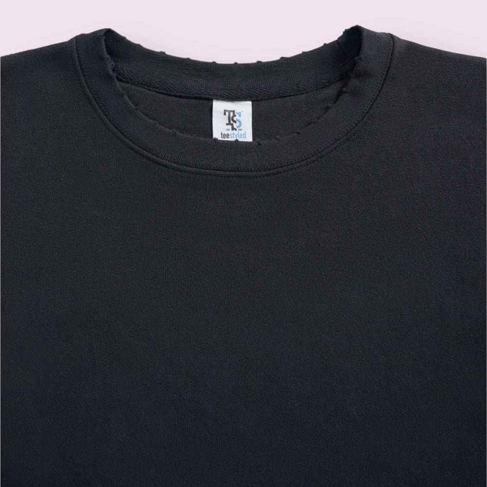 Heavyweight Hand-Painted Paint-Drip Crewneck Sweatshirt, Combed Cotton Blend