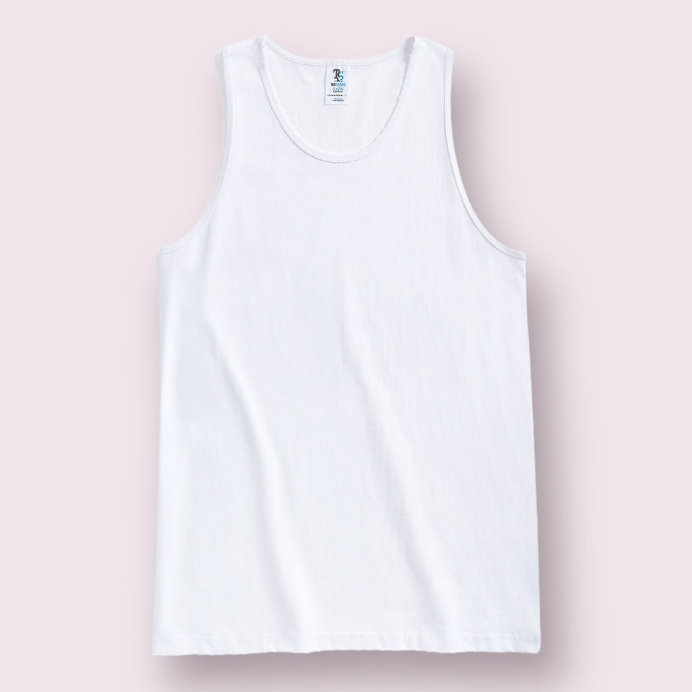 Hand Distressed Heavyweight Cotton Tank Top Reactive Dyed Tear-Away Label