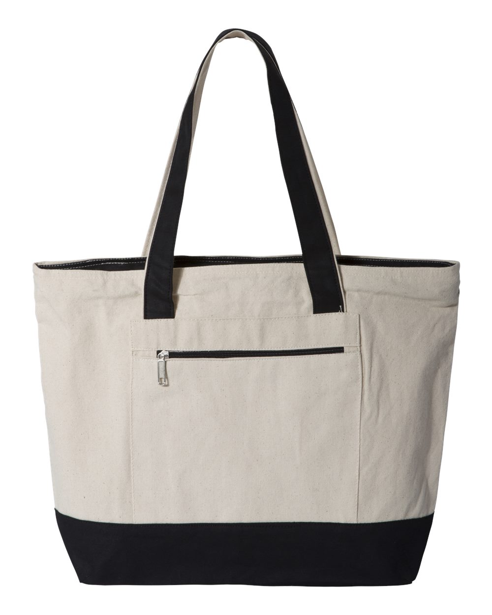 Q-Tees 19L Heavy Cotton Canvas Zippered Tote Bag with Pocket