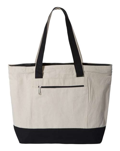 Q-Tees 19L Heavy Cotton Canvas Zippered Tote Bag with Pocket