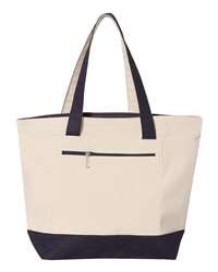 Q-Tees 20L Small Deluxe Canvas Tote with Zipper Pocket