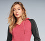 District Women's Lightweight Fleece Raglan Hoodie Heathered Varsity Style