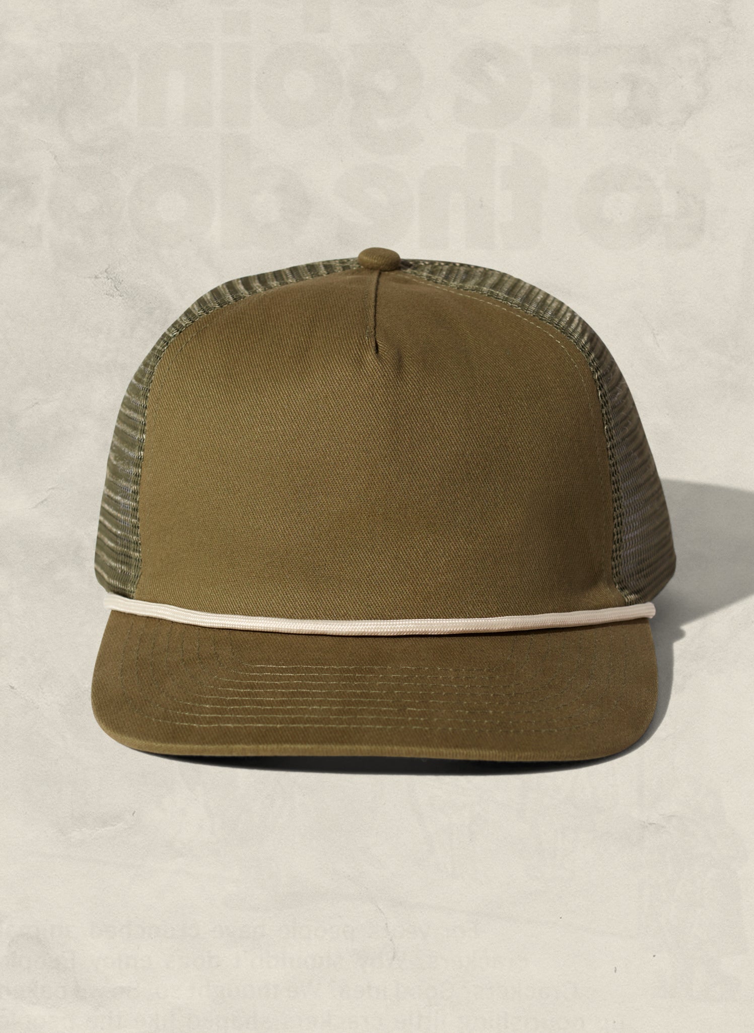 Brushed Cotton Rope Trucker Hat with Curved Brim Snapback