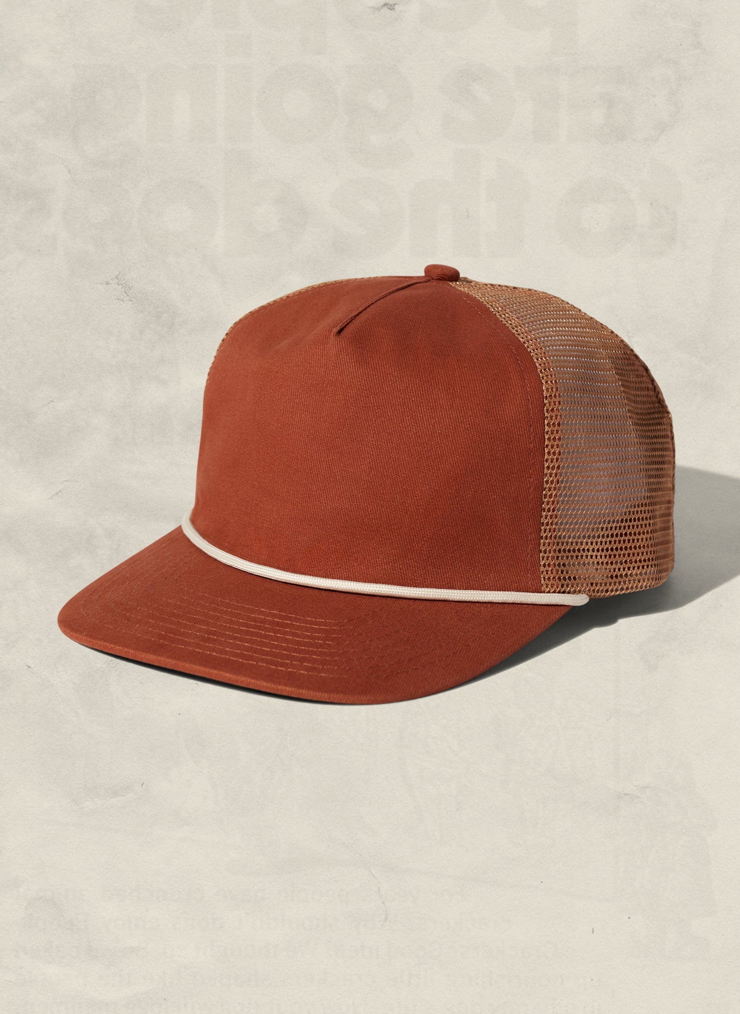 Brushed Cotton Rope Trucker Hat with Curved Brim Snapback