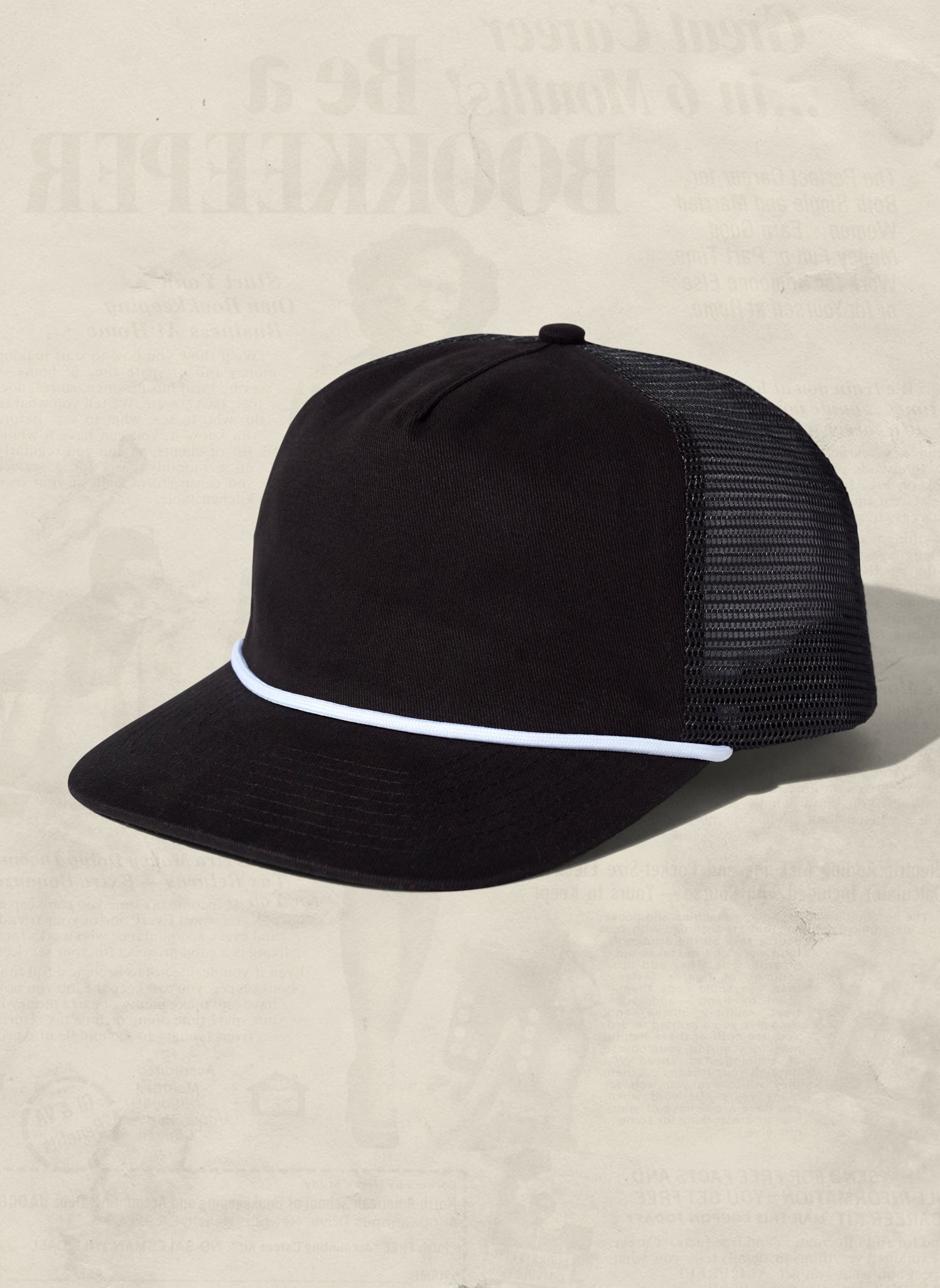 Brushed Cotton Rope Trucker Hat with Curved Brim Snapback
