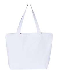 Q-Tees 25L Heavy Cotton Canvas Zippered Tote Bag with Pocket