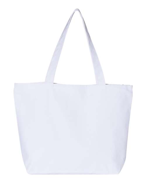 Q-Tees 25L Heavy Cotton Canvas Zippered Tote Bag with Pocket