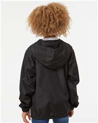 Youth Lightweight Windbreaker Full-Zip Jacket Water-Resistant Mesh-Lined Hood