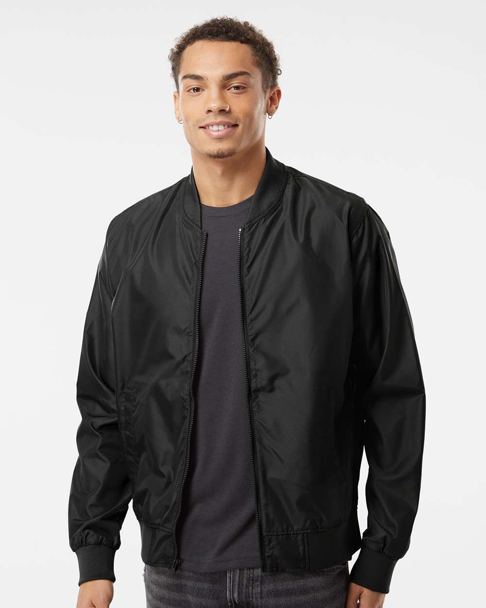 Unisex Lightweight Water-Resistant Bomber Jacket with Welt Pockets