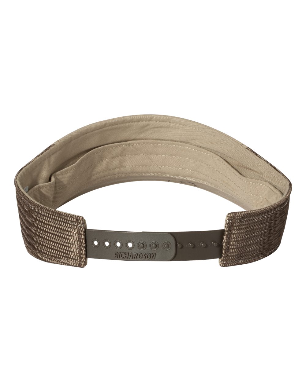 Richardson 712 Trucker Visor Khaki/Coffee Adjustable Mesh Snapback Pre-Curved Contrast-Stitch