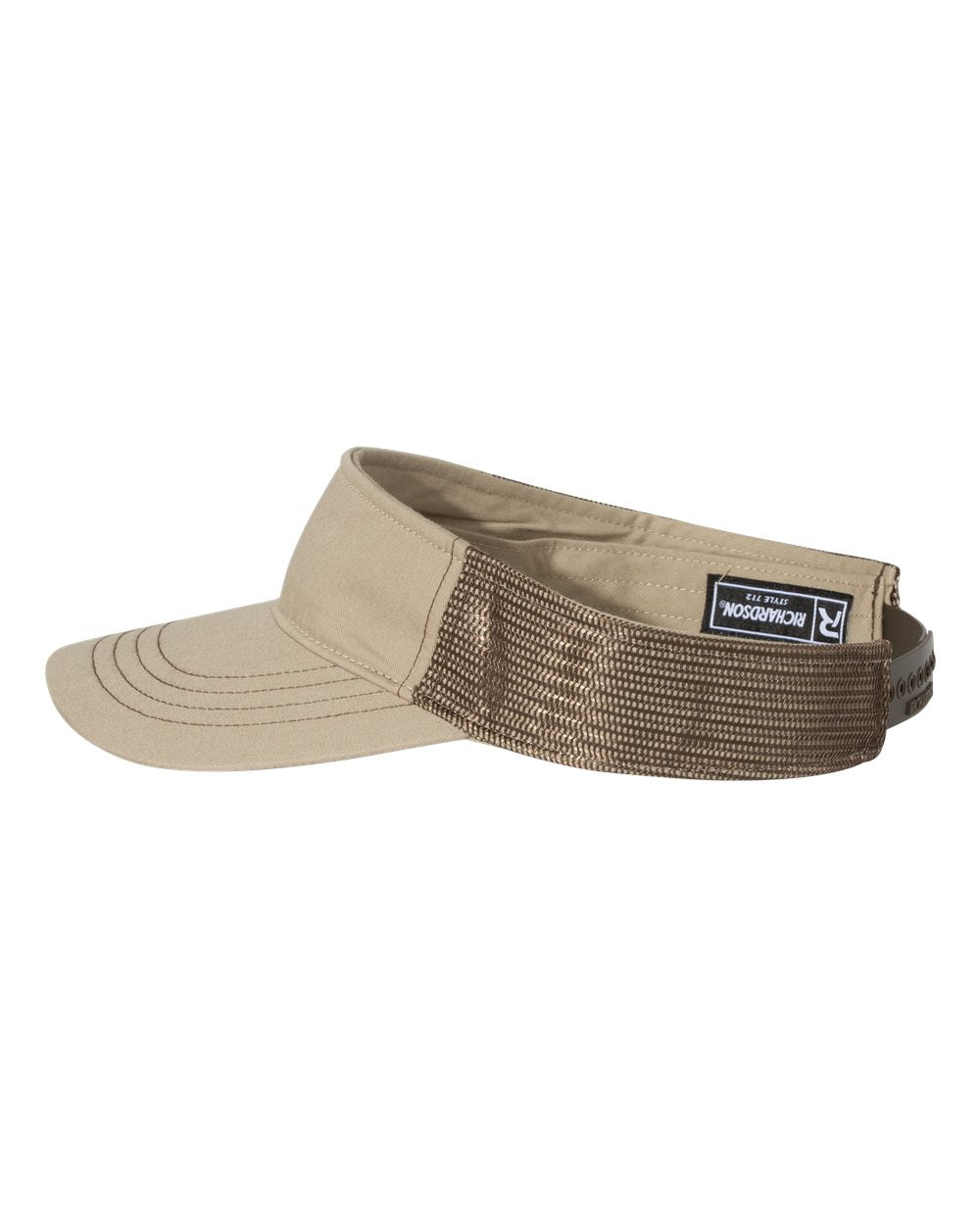 Richardson 712 Trucker Visor Khaki/Coffee Adjustable Mesh Snapback Pre-Curved Contrast-Stitch