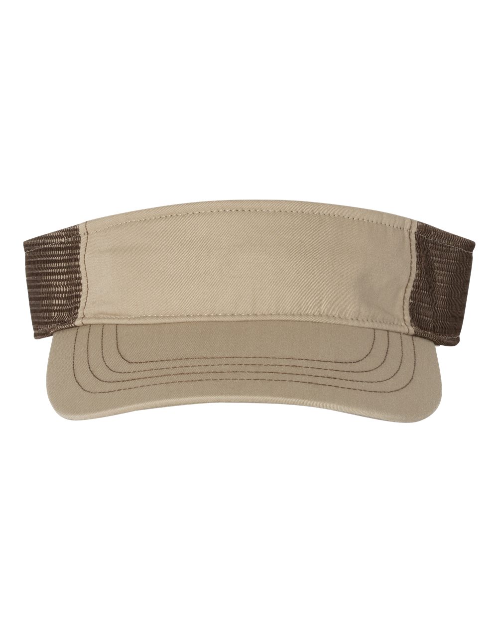 Richardson 712 Trucker Visor Khaki/Coffee Adjustable Mesh Snapback Pre-Curved Contrast-Stitch