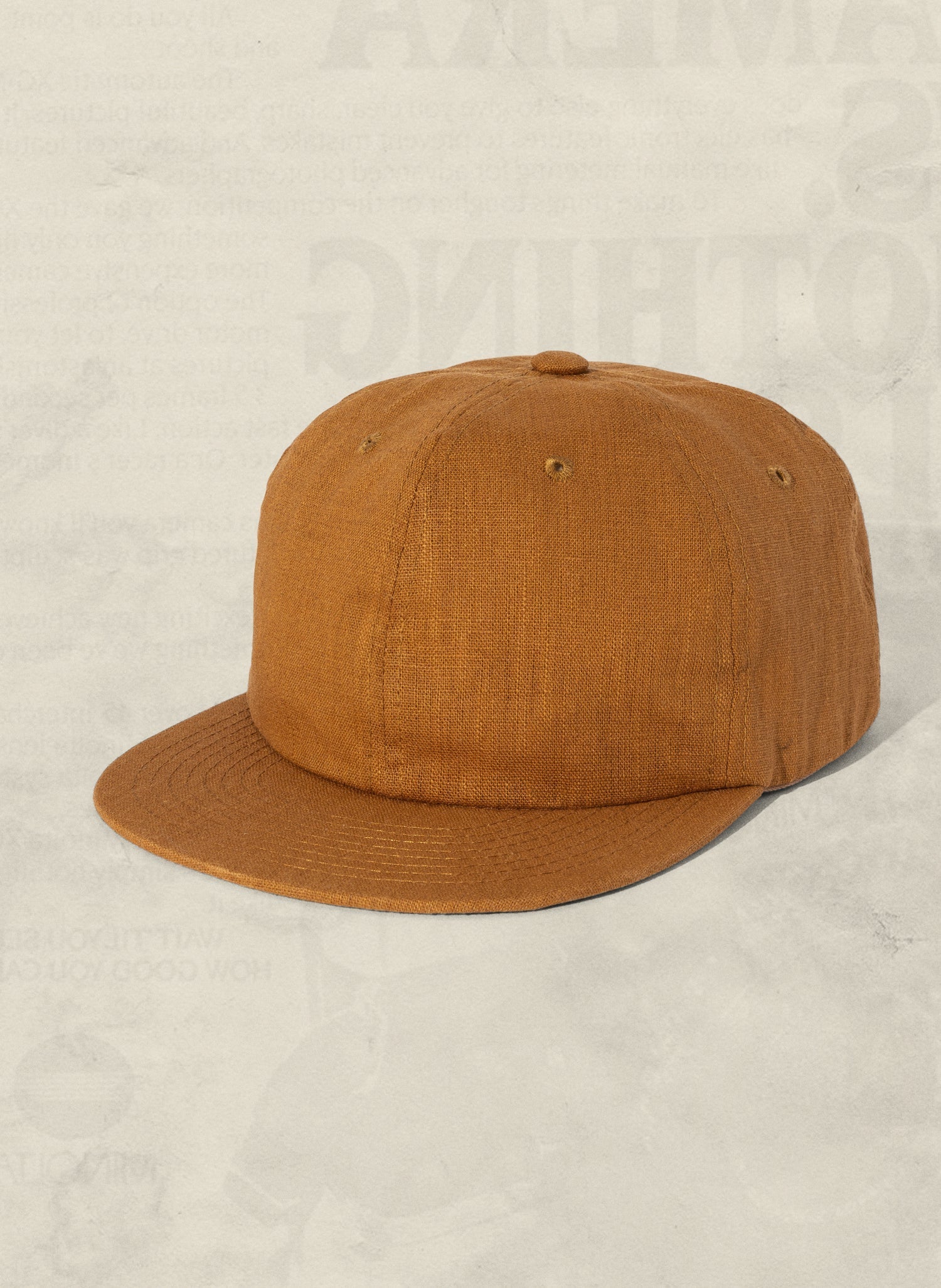 Unstructured Hemp-Cotton Field Trip Hat with Brass Strap Vintage Workwear