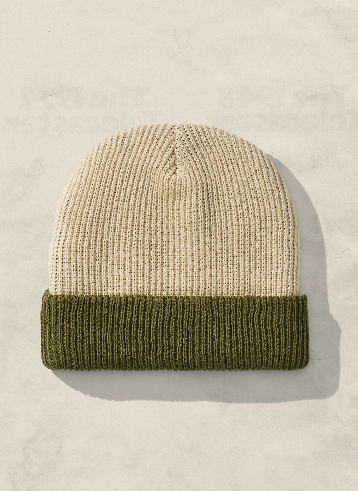 Two-Tone Ramie Cotton Slacker Beanie Ribbed Knit Warmth