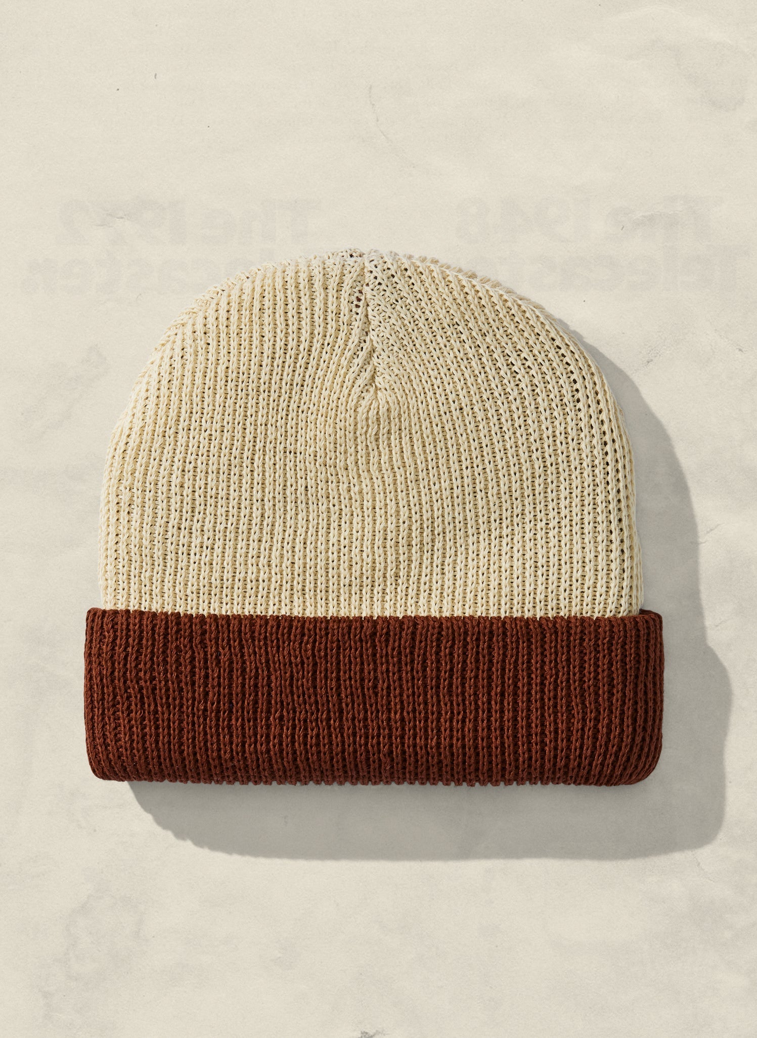 Two-Tone Ramie Cotton Slacker Beanie Ribbed Knit Warmth