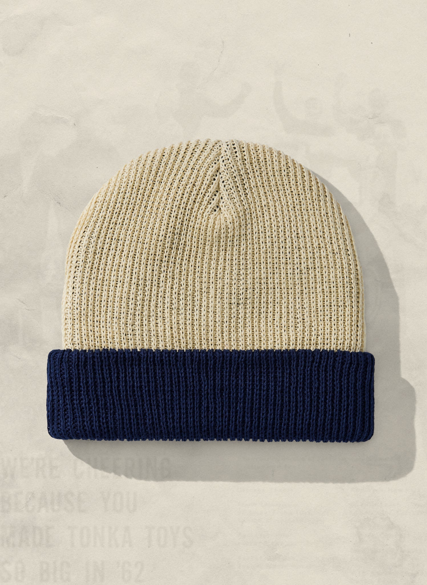 Two-Tone Ramie Cotton Slacker Beanie Ribbed Knit Warmth