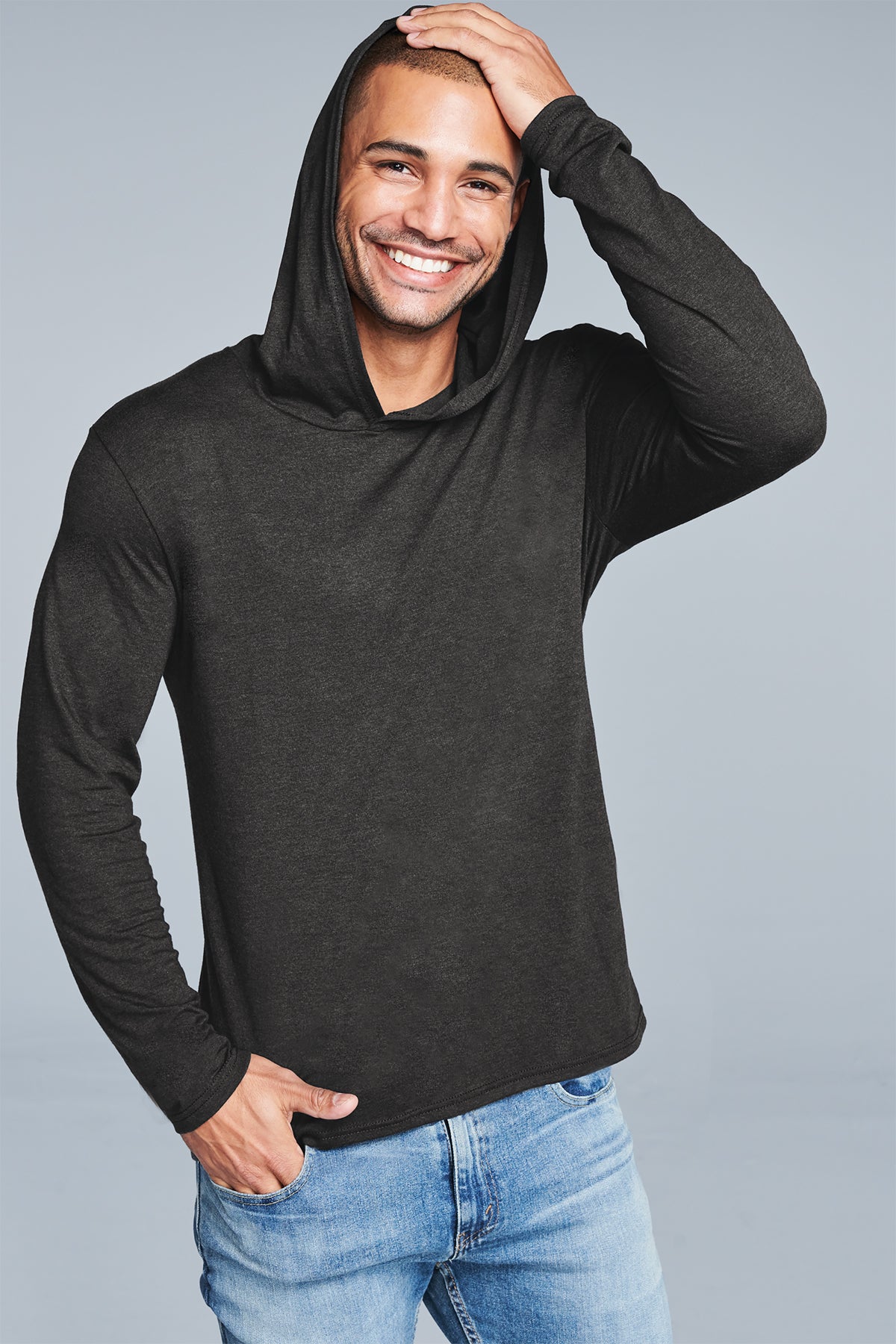 District Perfect Tri Long-Sleeve Hoodie for Custom Printing