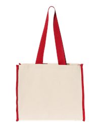 Q-Tees 14L Canvas Tote Bag with Contrast Handles, Front Pocket