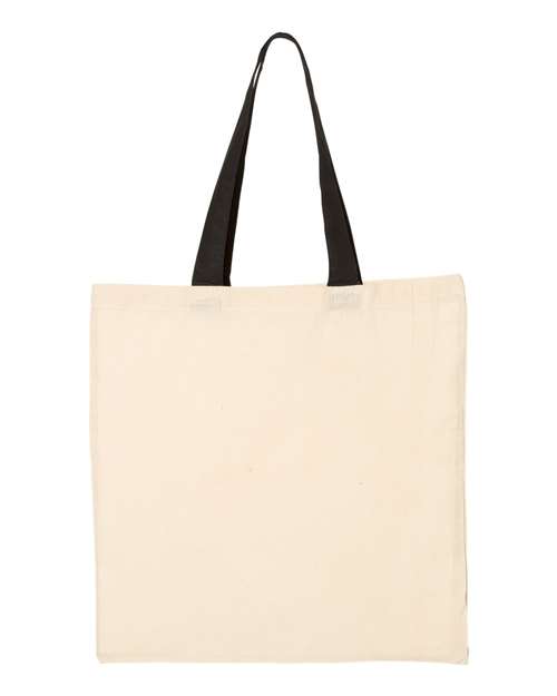 Q-Tees Economical Natural Cotton Tote with Contrast Handles