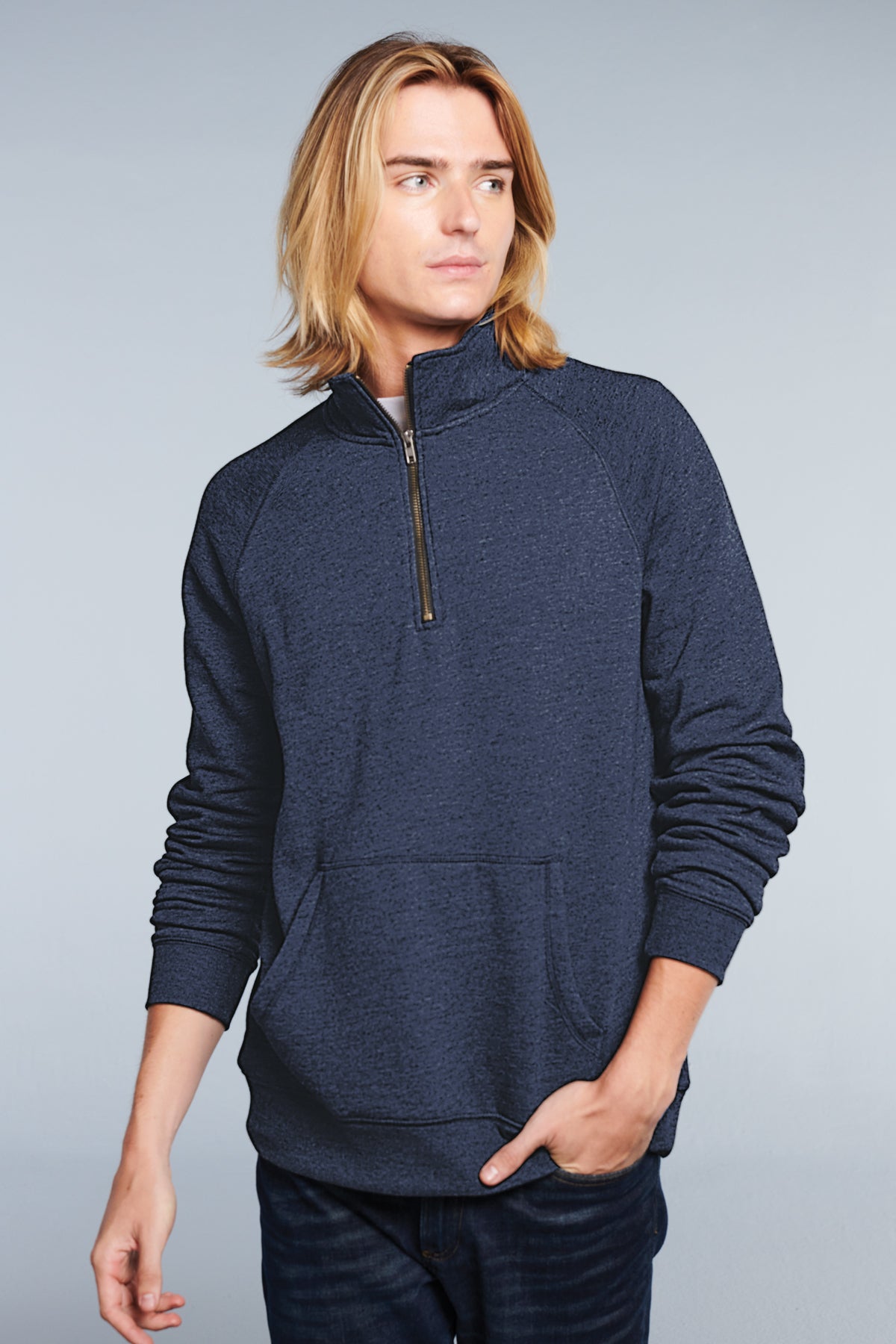 District Lightweight Fleece 1/4-Zip Soft Cotton-Blend Layering Pullover