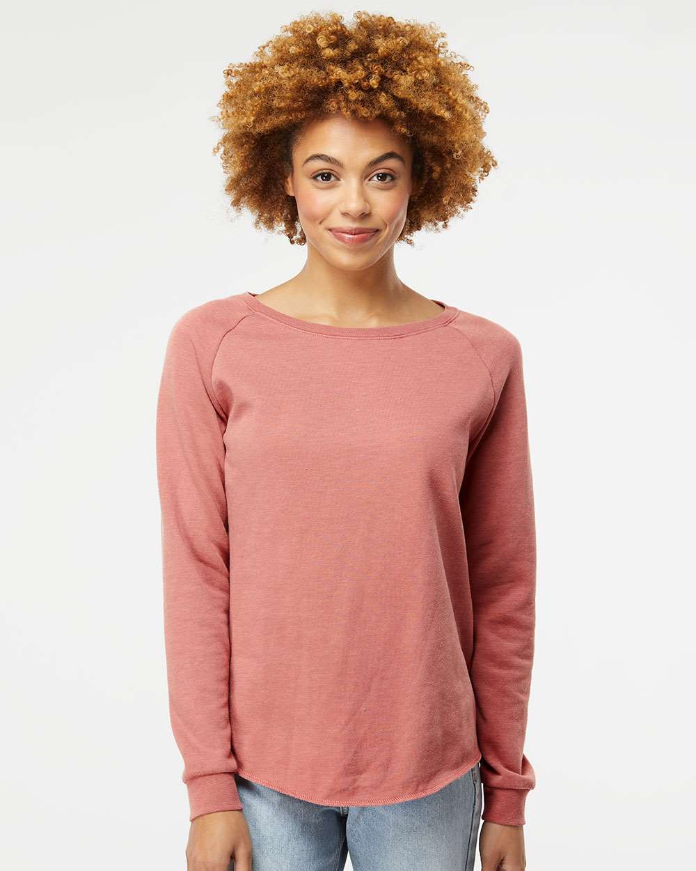 Women's California Wave Wash Crewneck Sweatshirt Soft Raglan Fleece