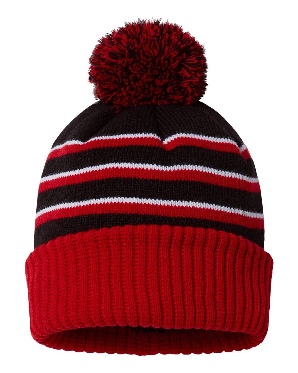 Richardson Pom-Cuffed Knit Beanie with Pom-Pom and Solid Cuff