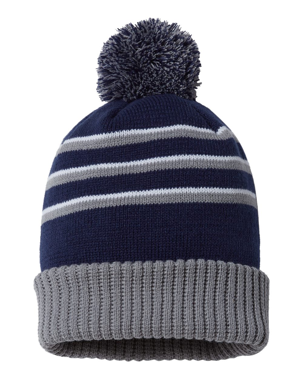 Richardson Pom-Cuffed Knit Beanie with Pom-Pom and Solid Cuff