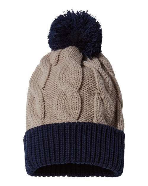 Richardson Chunk Twist Cuffed Beanie with Pom-Pom and Slouch